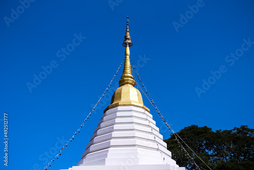 White pagodaon on white sky background in Chiang mai   Thailand