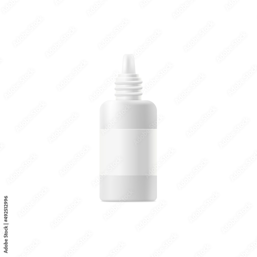 Eye drops or nasal spray closed bottle, realistic vector illustration isolated. Eye drops or nasal spray closed bottle, realistic vector illustration isolated.