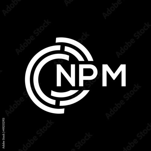 NPM letter logo design. NPM monogram initials letter logo concept. NPM letter design in black background.