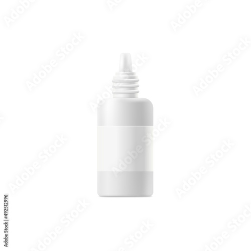 Eye drops or nasal spray closed bottle, realistic vector illustration isolated.