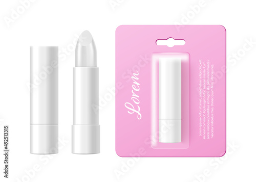 Fotografie, Tablou Lip hygienic balm tube and blister mockup realistic vector illustration isolated