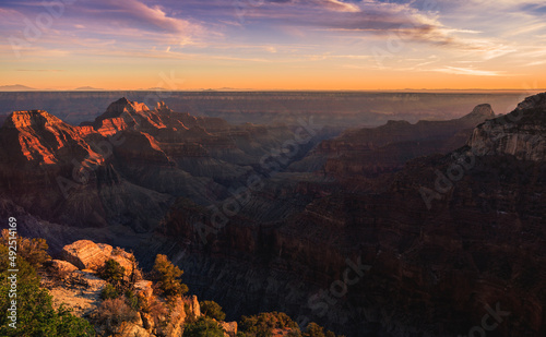 North Rim Sunset at Bright Angel Point, Grand Canyon National Park, Arizona