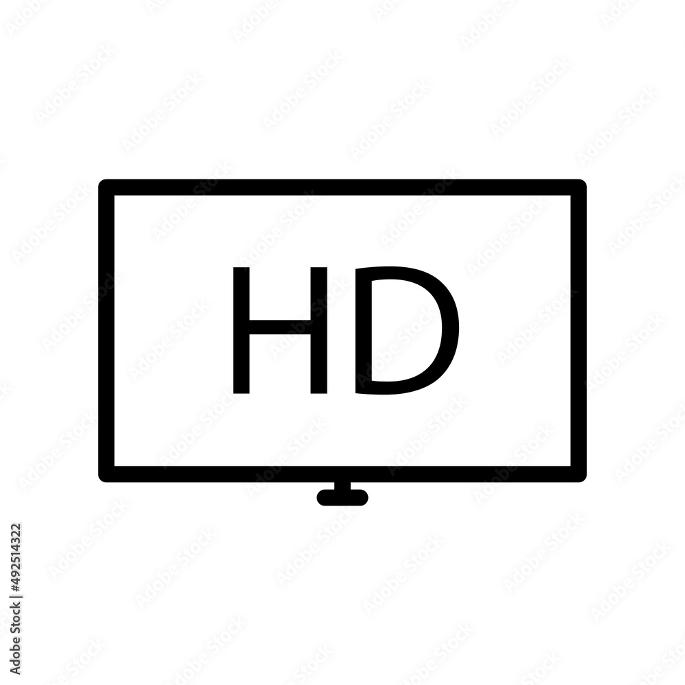 monitor icon with HD text. Video quality icon. line icon style. suitable for video icon. simple design editable. Design template vector monitor icon with HD text. Video quality icon. line icon style. suitable for video icon. simple design editable. Design template vector