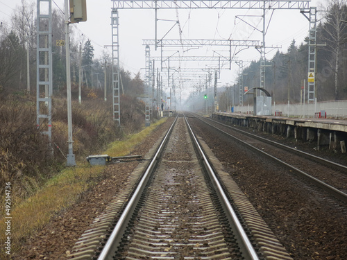 railway with rails and sleepers in autumn in the Moscow region