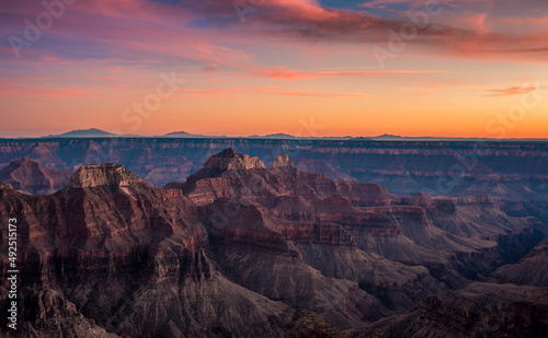 North Rim Sunset at Bright Angel Point  Grand Canyon National Park  Arizona