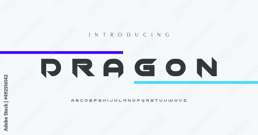 DRAGON Modern Minimal Tech font style. Tech letter typeface. Luxury ...