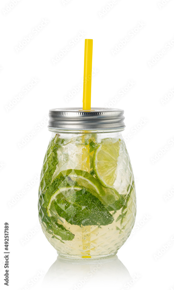 Mojito cocktail with lime, mint and ice Mojito cocktail with lime, mint and ice