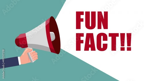 hands of businessman hold megaphone and fun fact text animation.4K motion animation.