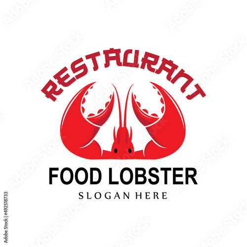 Vector Retro Logo Sea Animals Lobster,Seafood,Illustration Design Suitable for Sticker, Screen Printing, Banner, Restaurant Company