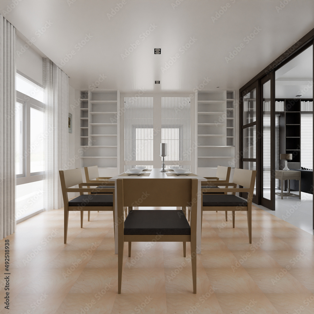 Home decor. Living room. Stylish interior 3D render. Modern apartment 3D illustration.