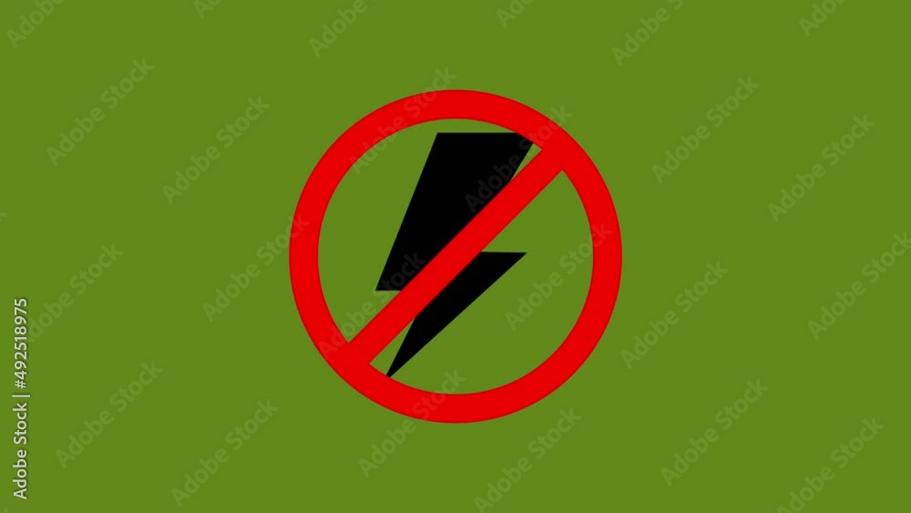 no lightning sign animation.4K motion animation no lightning sign animation.4K motion animation