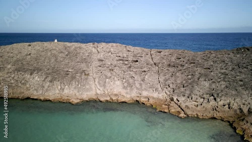 DRONE BEACH TAKE OF CRYSTAL CLEAR BLUE WATER BEACH photo