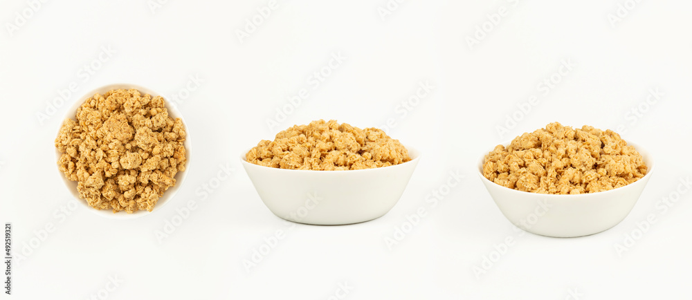 granola plate on a white background granola plate on a white background