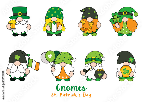 St. Patrick's Day Gnomes Filled Clipart