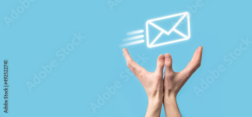 Email marketing and newsletter concept.Contact us by newsletter email and protect your personal information from spam mail concept.Scheme of direct sales in business. List of clients for mailing.