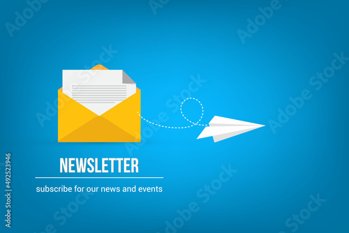 Newsletter Icon Design on Color Background. 