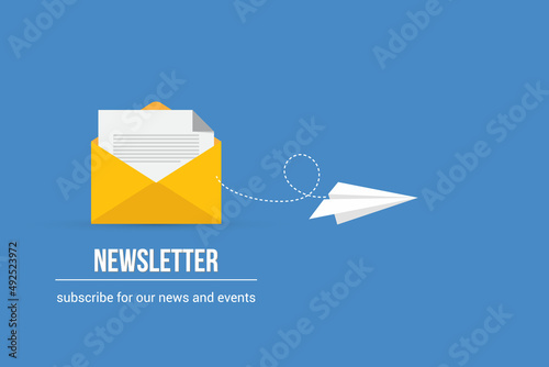 Newsletter Icon Design on Color Background. 