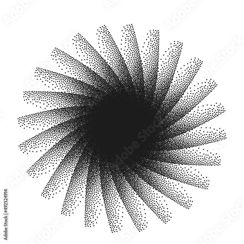 Dotwork spotting star pattern in black noise stipleism dotted dots style. vector illustration