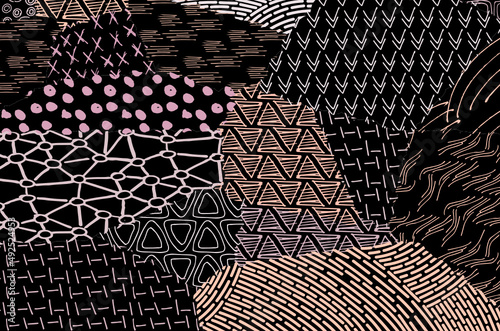 Abstract black strokes, Hand sketched Vector Pattern. Abstract background in geometric style. Abstract multicolored geometric pattern	
