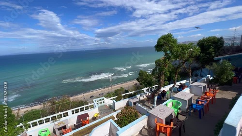 Panoramic view over the Mediterranean Sea from the Hafa cafe