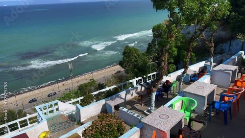Panoramic view over the Mediterranean Sea from the Hafa cafe