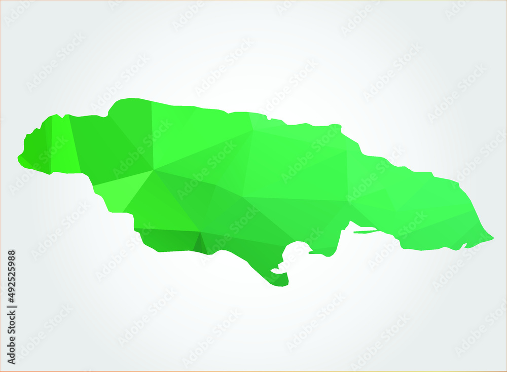Jamaica Map Green Color on white background polygonal Jamaica Map Green Color on white background polygonal
