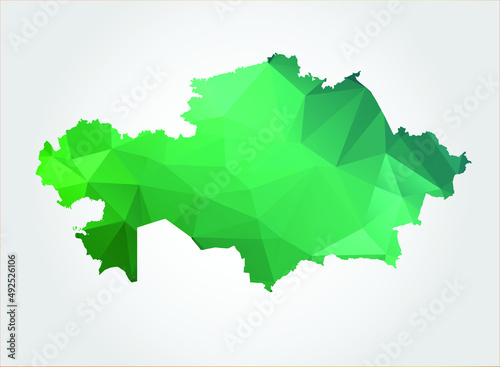 Kazakhstan Map Green Color on white background polygonal