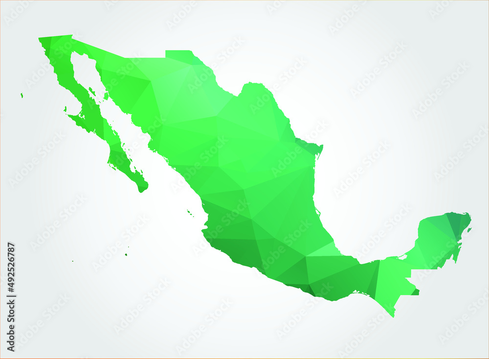 Mexico Map Green Color on white background polygonal