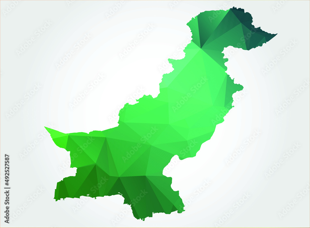 Pakistan Map Green Color on white background polygonal