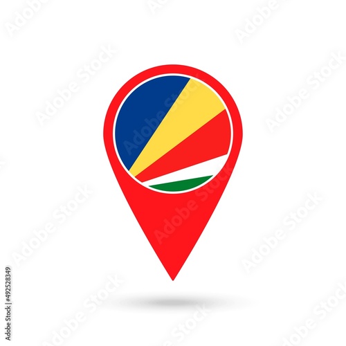 Free Download Map pointer with country Seychelles. Seychelles flag. Vector illustration. - GFXLoad
