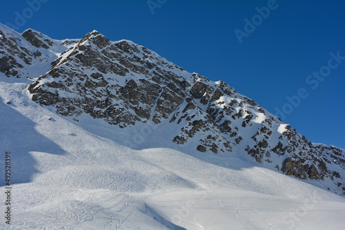 Ski resort in the mountains photo