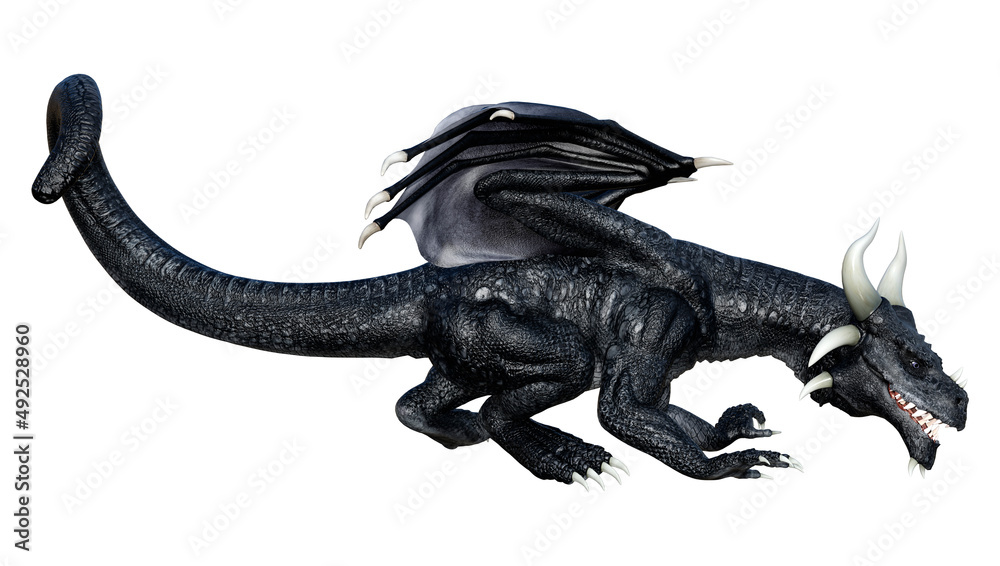 3D Rendering Fairy Tale Dragon on White