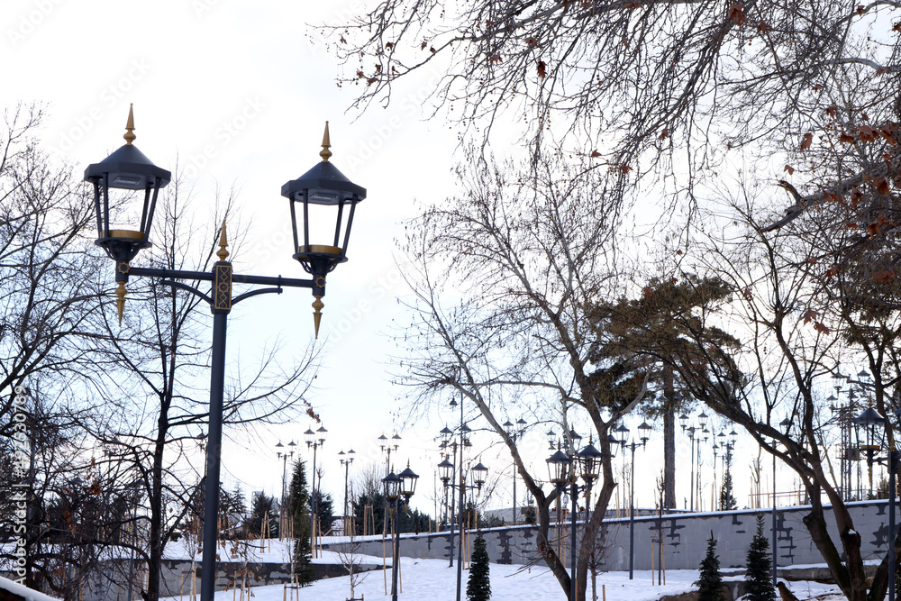 Street lamps in the public area.