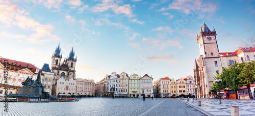 Prague, Czech Republic old town with Tyn Church panorama