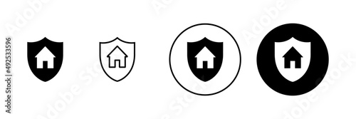 house insurance icons set. house protection sign and symbol
