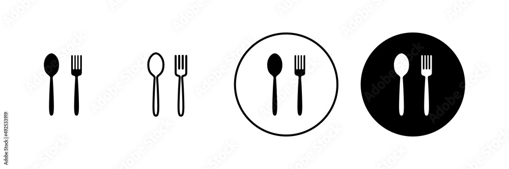 spoon and fork icons set. spoon, fork and knife icon vector. restaurant sign and symbol spoon and fork icons set. spoon, fork and knife icon vector. restaurant sign and symbol