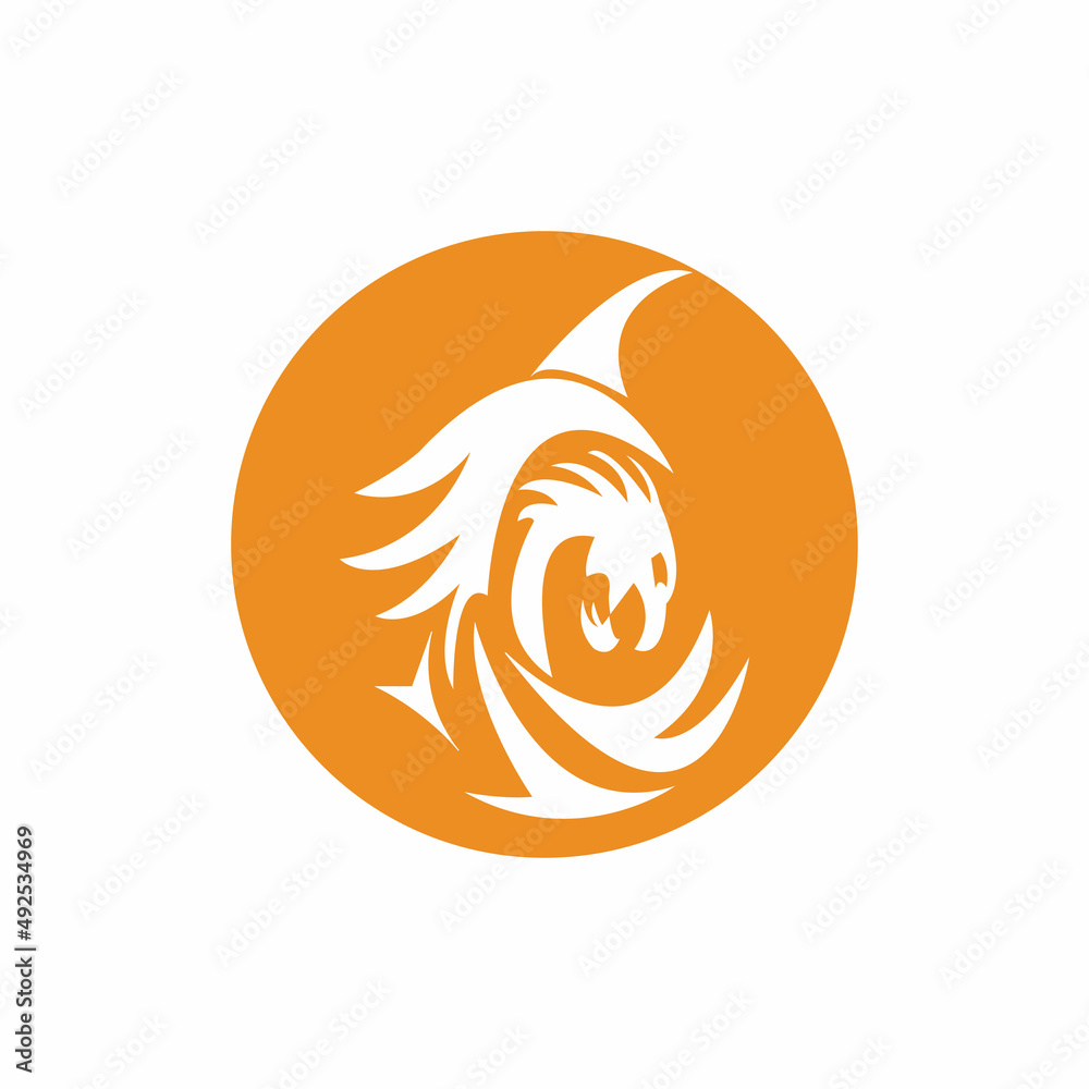 Dragon logo circle background vector icon illustration design template