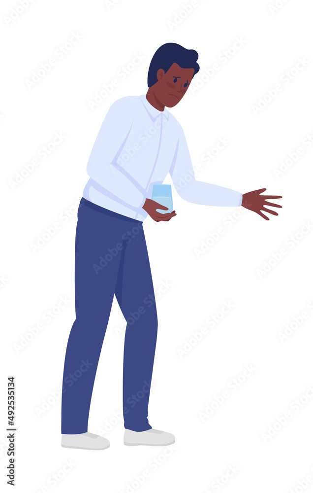 Worrying man semi flat color vector character. Feeling sorry. Posing figure. Full body person on white. Taking compassion simple cartoon style illustration for web graphic design and animation