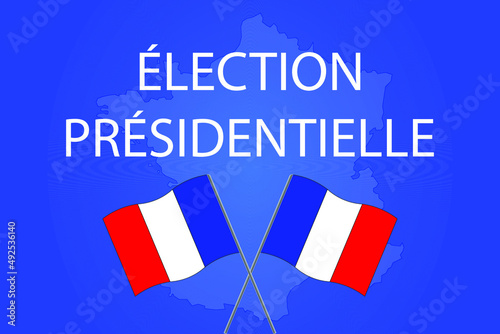 Map of France in France flag colors on a white background, presidential election 2022