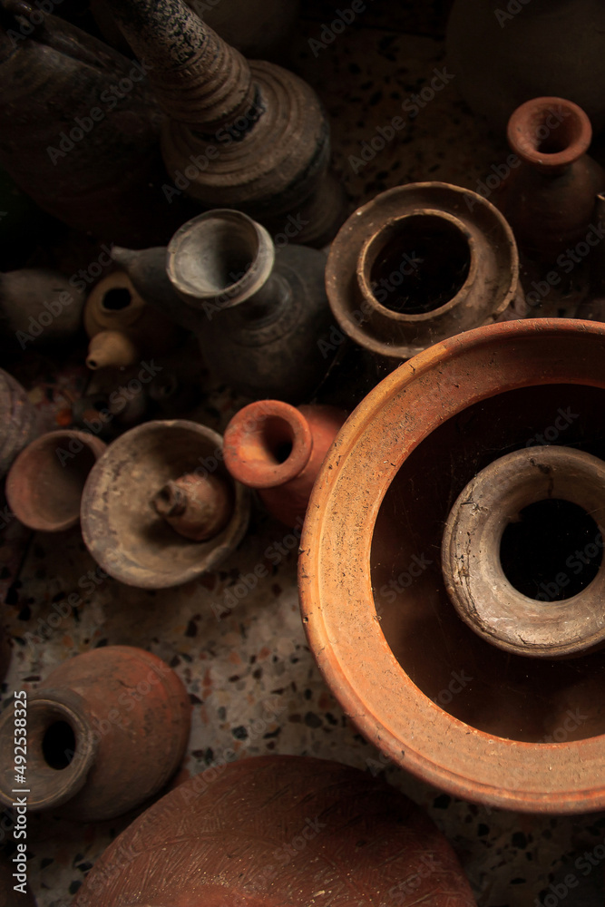 Ancient pottery vessels displayed at the local museum.