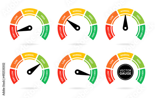 Gauge icon set. Speedometer symbol collection vector illustration.