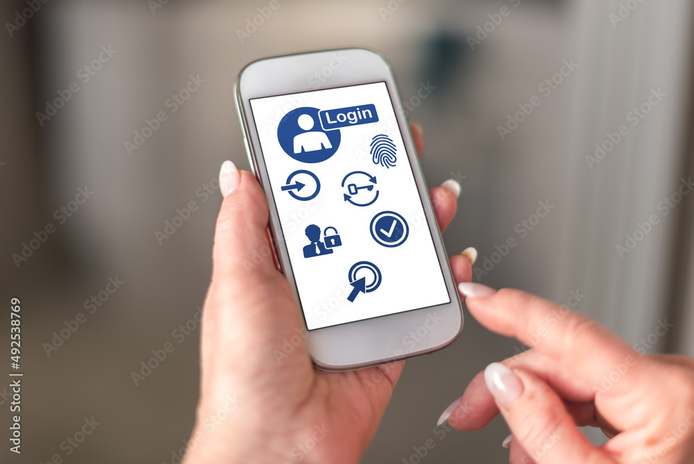 Fototapeta premium Login concept on a smartphone