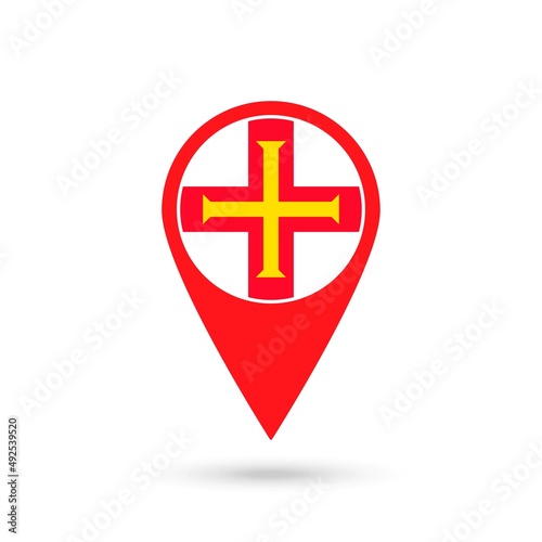 Free Download Map pointer with country Guernsey. Guernsey flag. Vector illustration. - GFXLoad