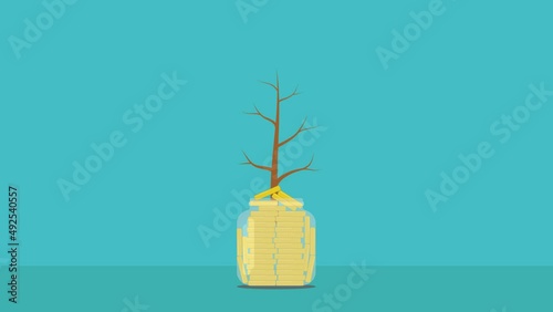saving coins in glass with money trees.