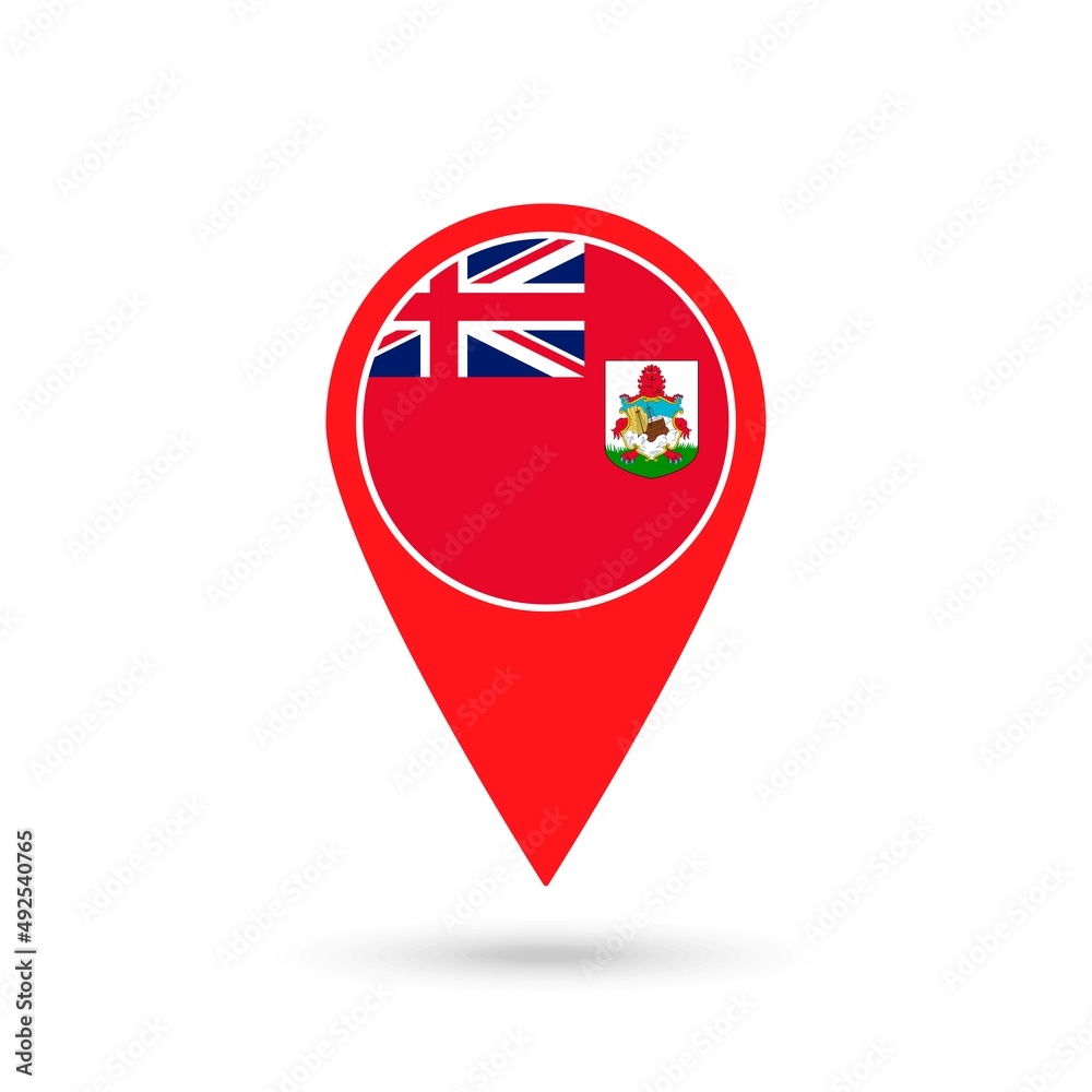 Map pointer with country Bermuda. Bermuda flag. Vector illustration. Map pointer with country Bermuda. Bermuda flag. Vector illustration.