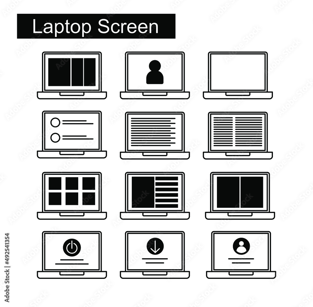 laptop screen set icon for ui and ux design