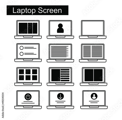laptop screen set icon for ui and ux design