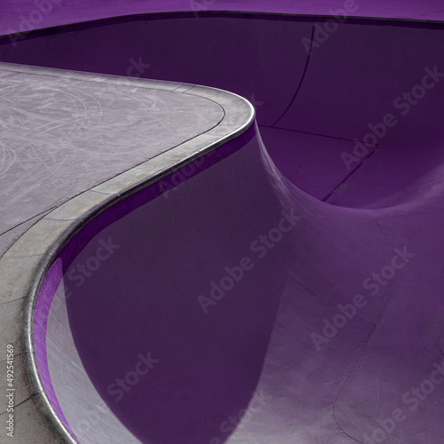 old purple skatepark on the street, skate court structure