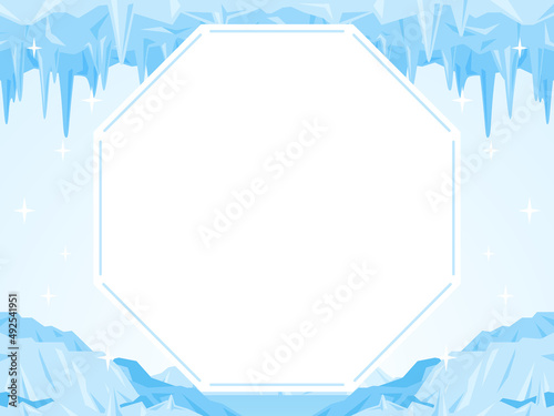 氷の世界　フレーム・背景素材（横向き）