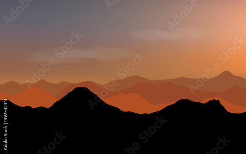 silhouettes of panoramic mountains view landscape © Fauzan